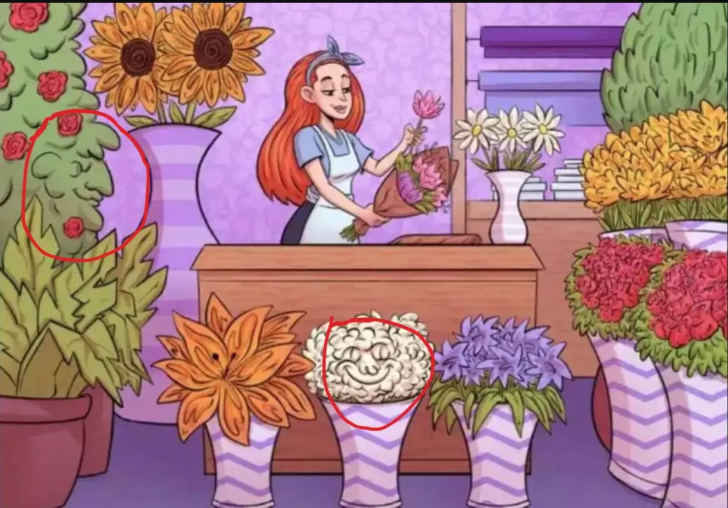 Dama i cvijeće, pronađite osmjehe