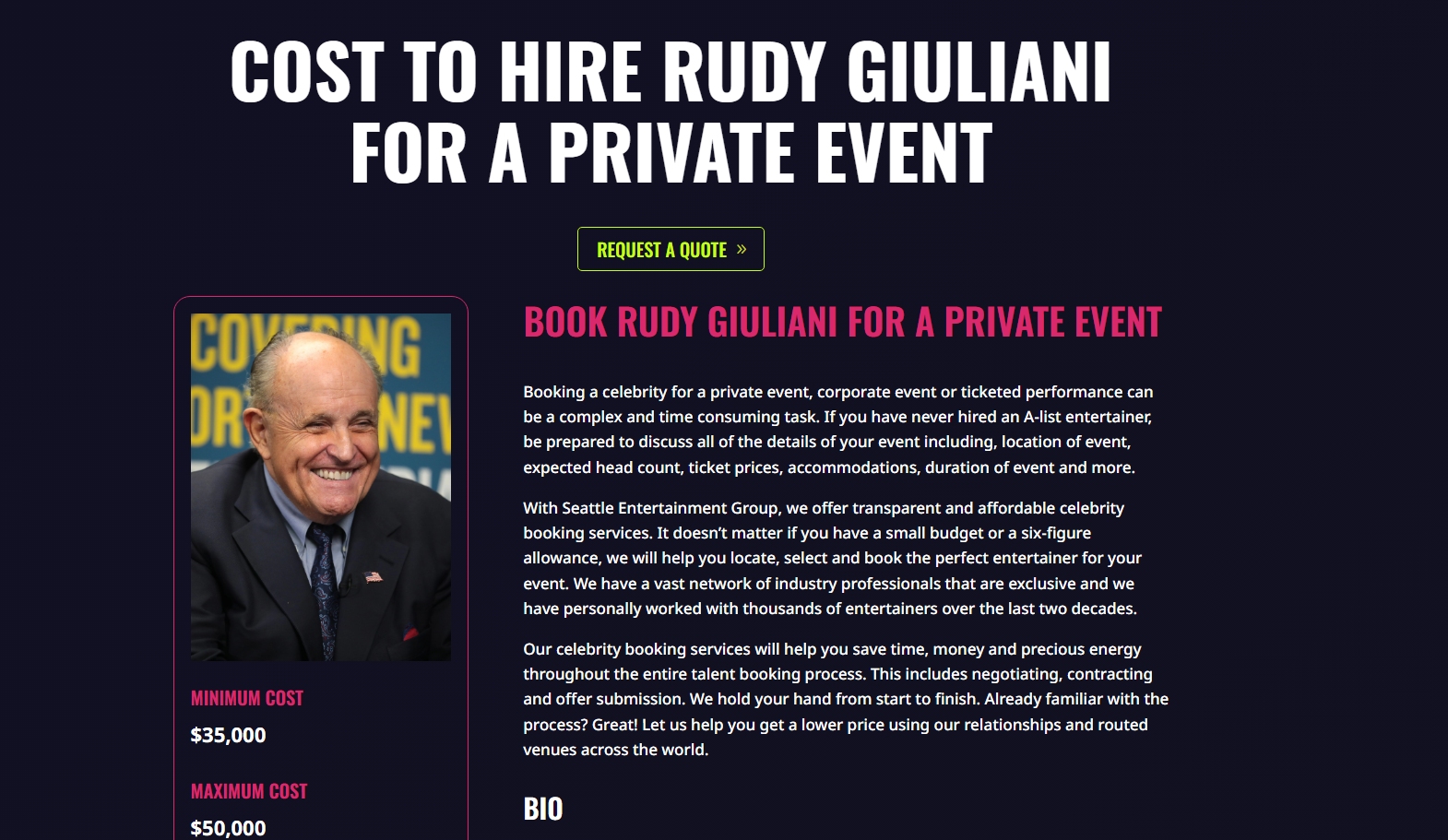 Book Rudy Giuliani for a private event