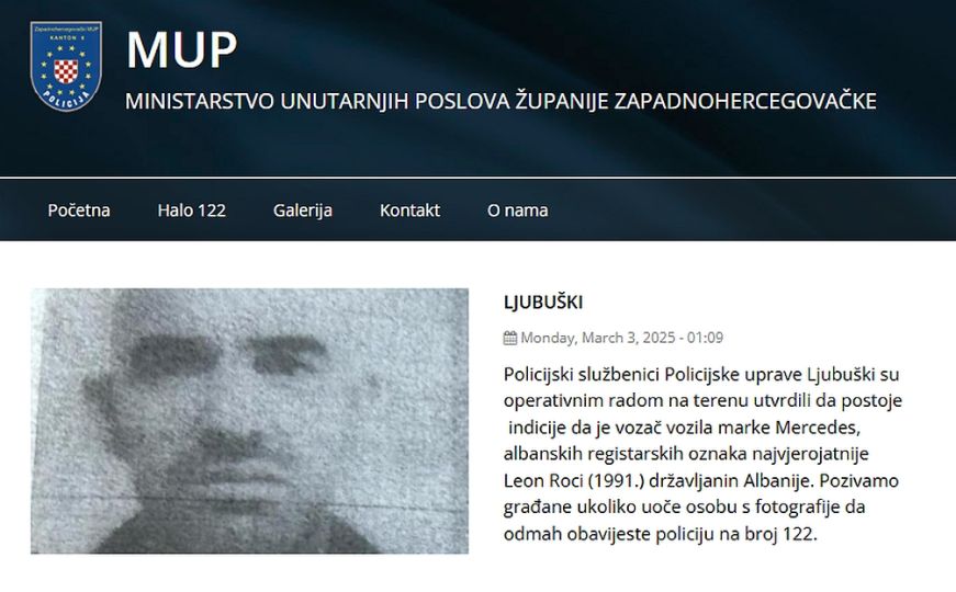 Albanac za kojim traga policija u BiH