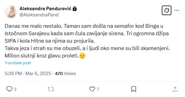 Objava Aleksandre Pandurević