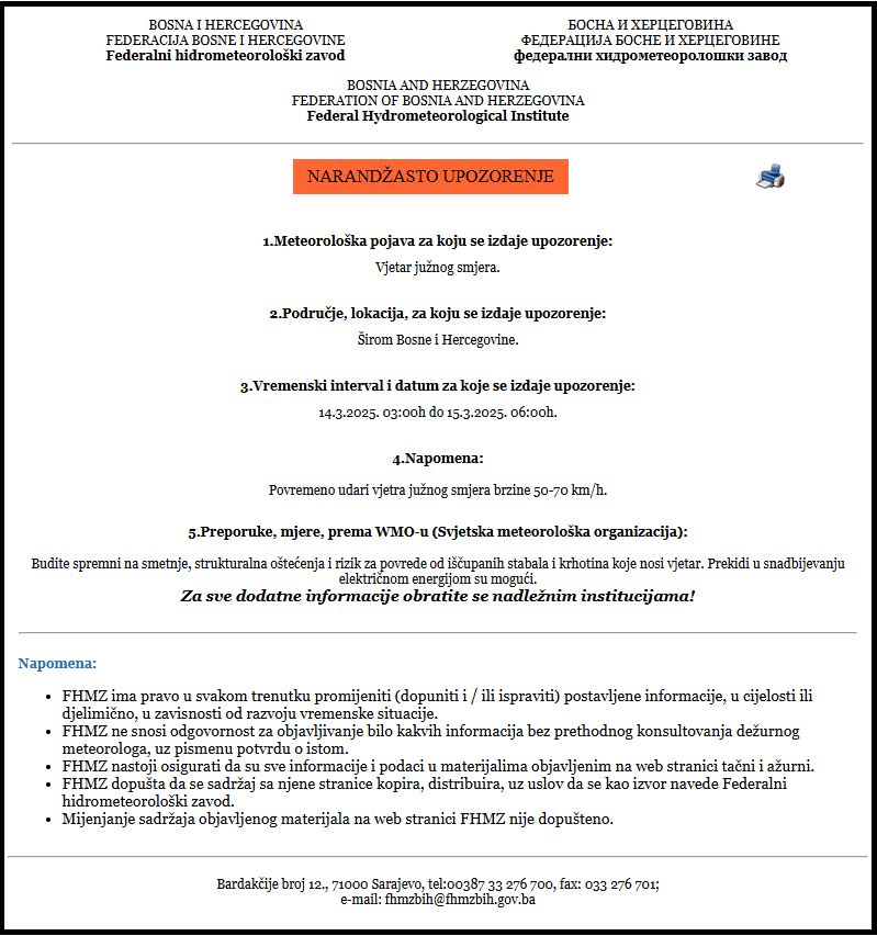 Narandžasto upozorenje