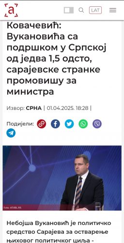 Radovan Kovačević na Dodikovoj televiziji ATV
