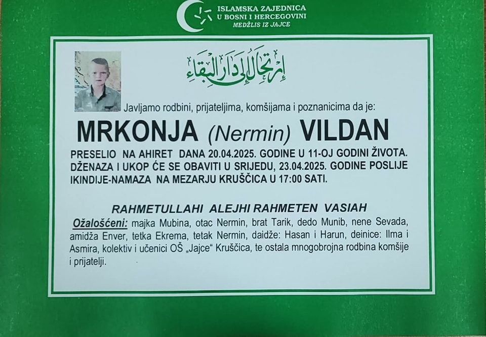 Dženaza će se obaviti danas