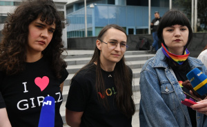 Foto: A.K./Radiosarajevo.ba / Performans povodom 6. bh. Povorke ponosa
