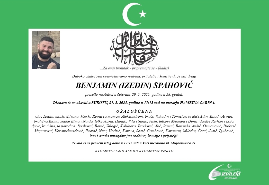Smrtovnica Benjaminu Spahoviću