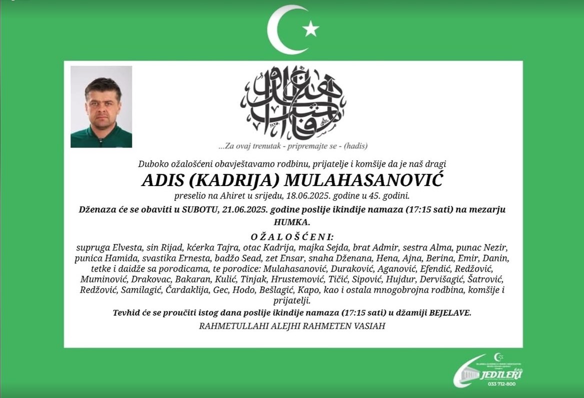 Smrtovnica - Adis Mulahasanović