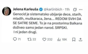 Foto: Screenshot / X.com / Objava Karleuše u kojoj negira genocid