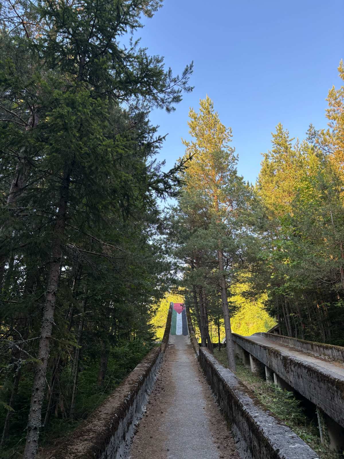 Palestinska zastava na Bob stazi, Trebević