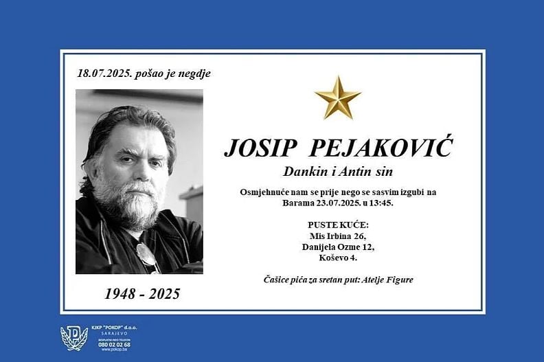 Smrtovnica Josipa Pejakovića