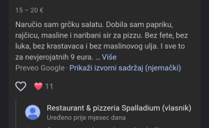 Foto: Screenshot / Restoran odgovorio na loše recenzije