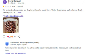 Foto: Screenshot / Restoran odgovorio na loše recenzije