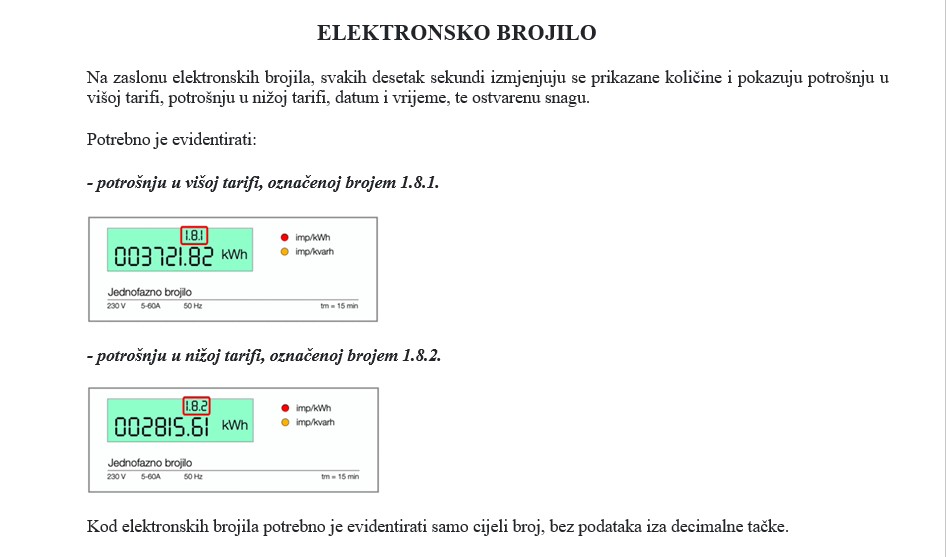 Elektronsko brojilo - uputstvo
