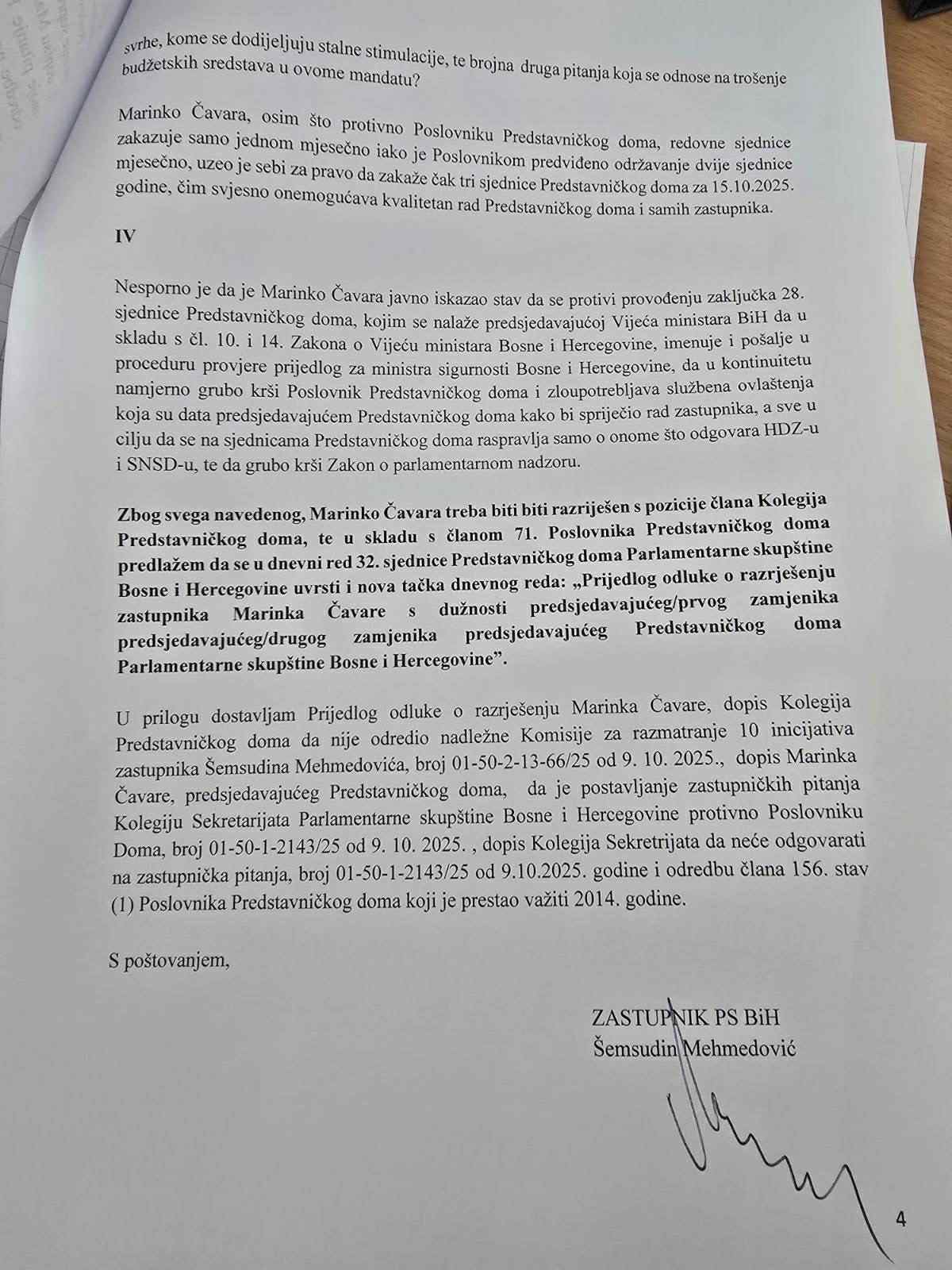 Inicijativa za smjenu Marinka Čavare