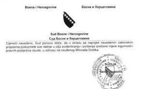 Foto: Printscreen / Dopis Suda BiH CIK-u BiH