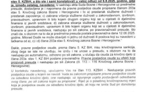 Foto: Printscreen / Dopis Suda BiH CIK-u BiH