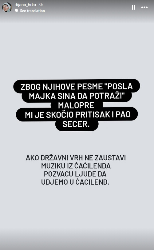 Dijana Hrka objavila poruke