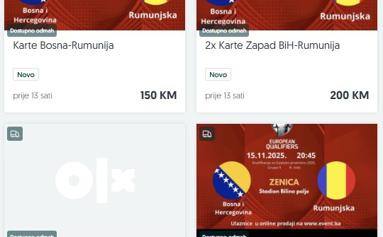 Ulaznice za utakmicu BiH - Rumunija