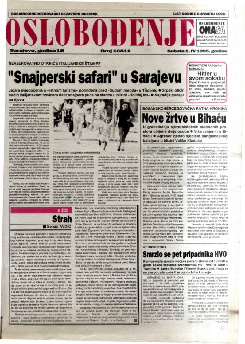 List Oslobođenje iz 1995. godine