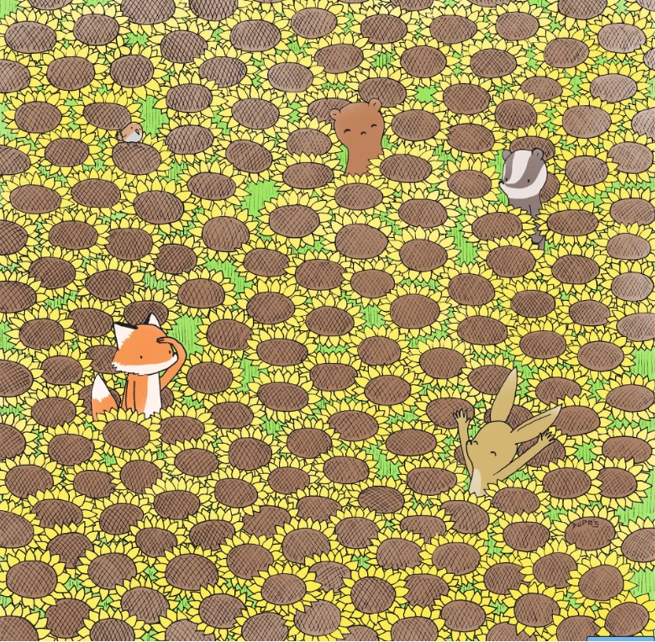 Možete li pronaći leptira u polju suncokreta?