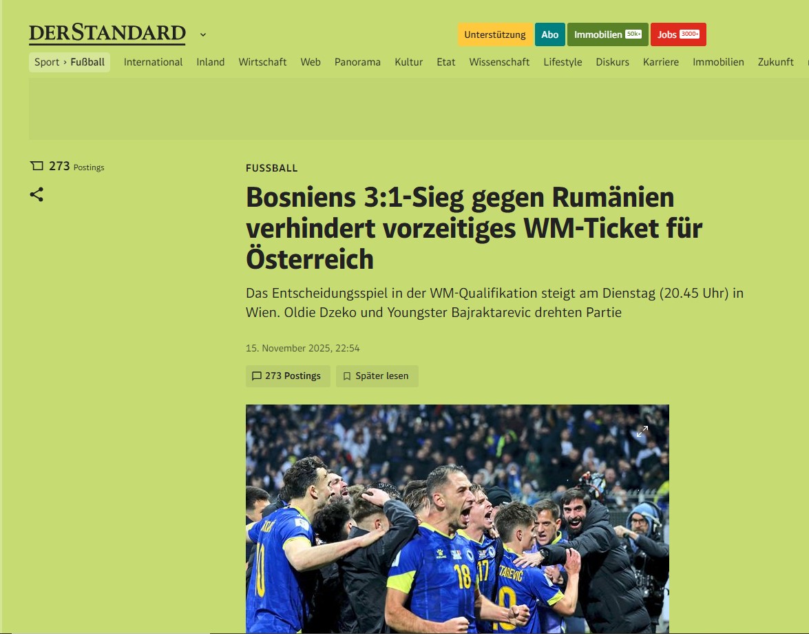 Der Standard o pobjedi Zmajeva