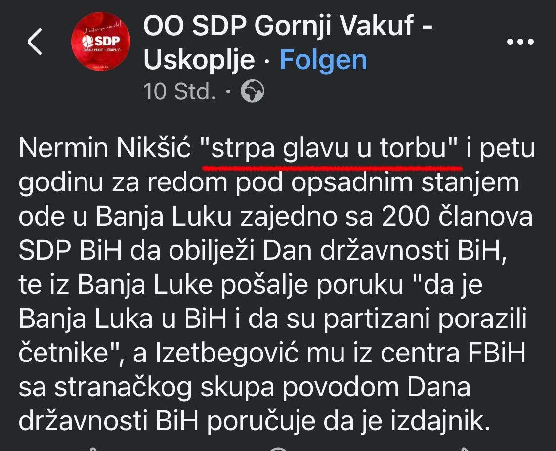 Saopćenje SDP-a