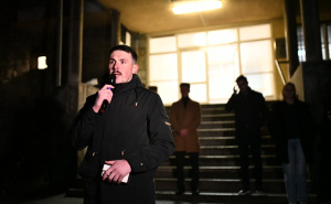 Foto: A. K. / Radiosarajevo.ba / Aldin Mešan na protestu studenata