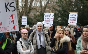 Foto: E. L. / Radiosarajevo.ba / Protest prosvjetnih radnika KS