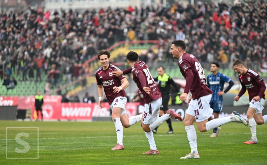 Slavlje igrača FK Sarajevo nakon postignutog gola