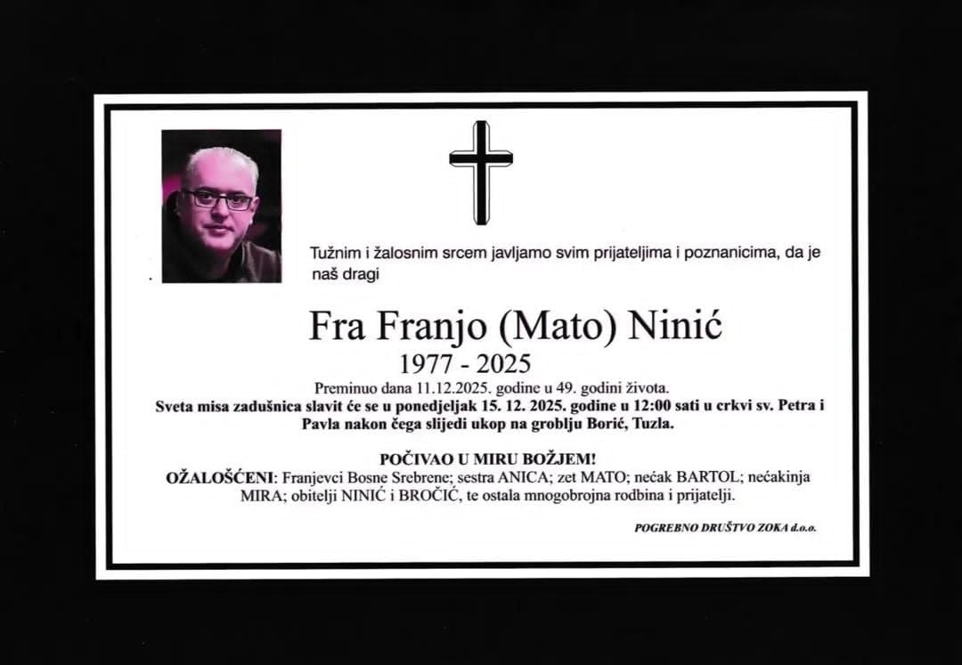 Objavljeno vrijeme i mjesto ukopa