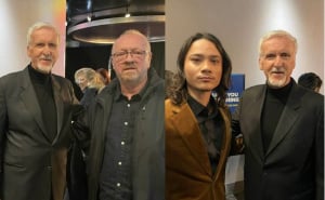 Foto: Facebook / Jasmin Geljo / Jasmin i Filip Geljo sa Jamesom Cameronom