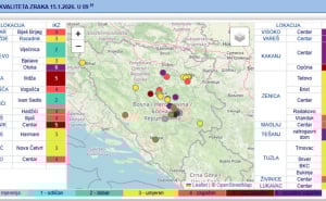 Foto: FHMZ / Indeks kvalitete zraka za četvrtak, 15. januar