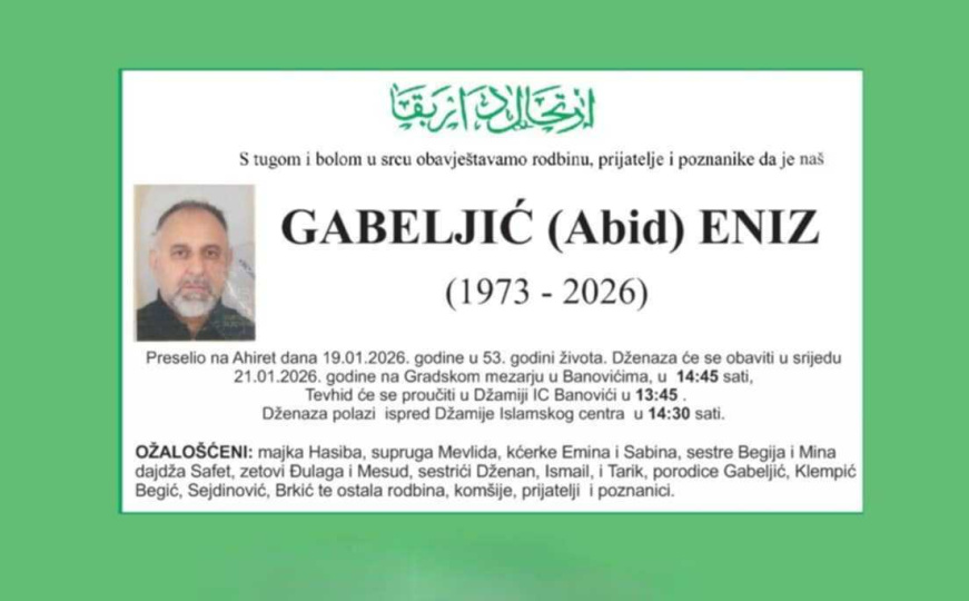 Smrtovnica Eniza Gabeljića