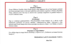 Faksimil / Odluka GV o pridruživanju Grada Sarajeva krivičnompostupku u Milanu