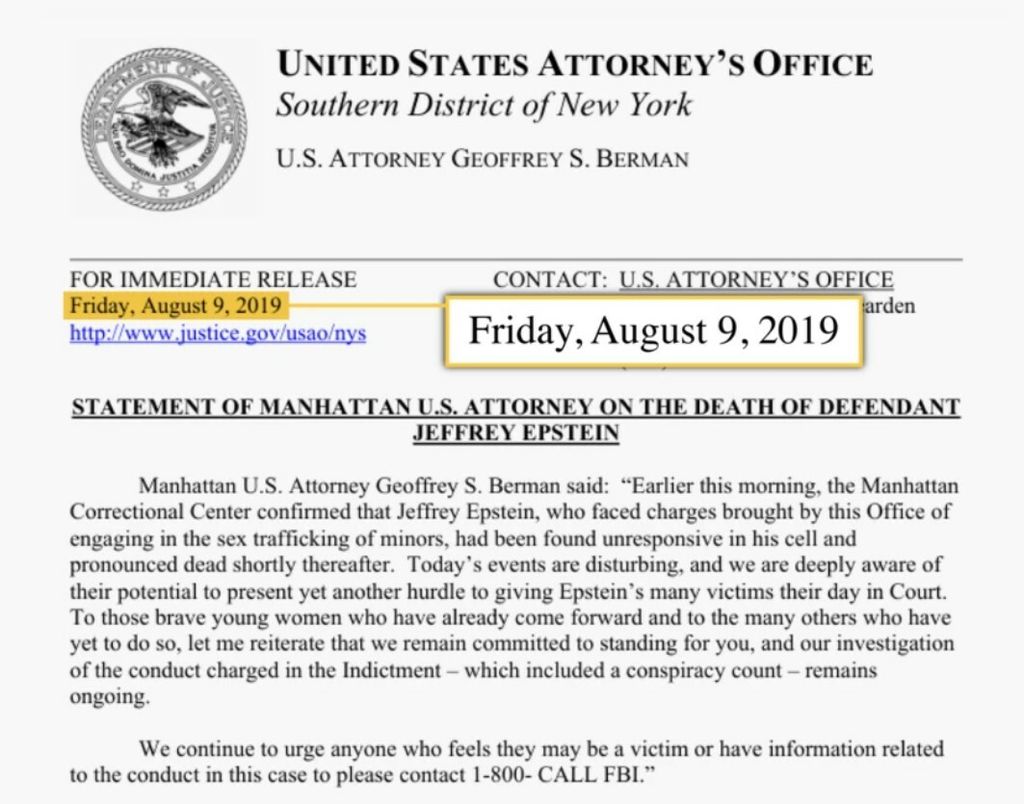 Dokument o Epsteinovoj smrti