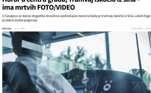 Foto: Screenshot / Reakcija regionalnih medija na vijest o tragičnoj nesreći u Sarajevu