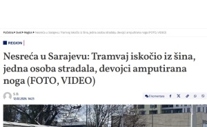 Foto: Screenshot / Reakcija regionalnih medija na vijest o tragičnoj nesreći u Sarajevu