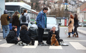 Foto: Dž. K. / Radiosarajevo.ba / Pas Moka na protestima