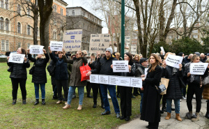 Foto: A. K. / Radiosarajevo.ba / Mirni protesti radnika zdravstva ispred Vlade KS