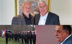 Foto: Kolaž / Perković, Čović, Dodik i četničko okupljanje