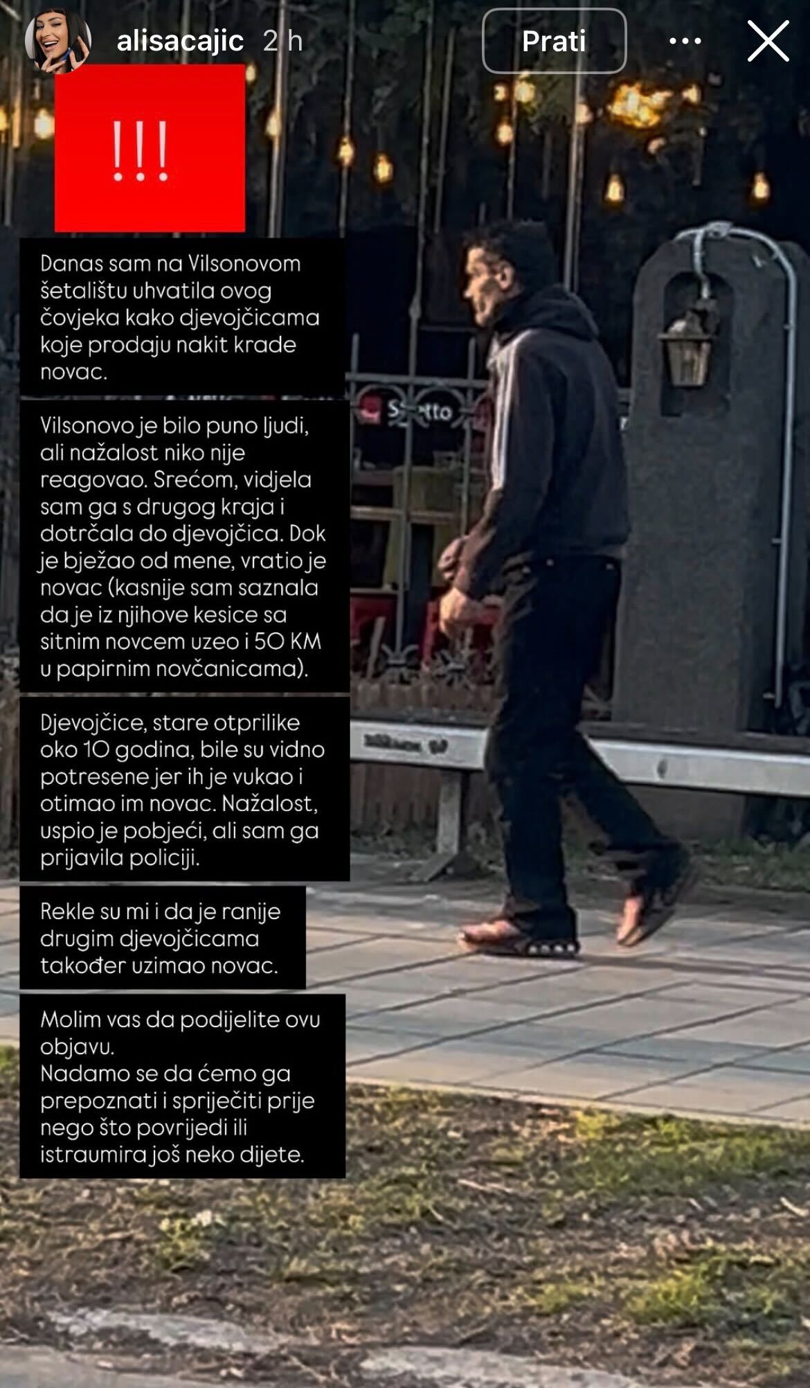 @AlisaČajić / Lopov na Vilsonovom šetalištu