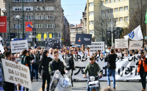 Foto: A. K. / Radiosarajevo.ba / Protesti mladih u Sarajevu, 14. mart 2026. godine