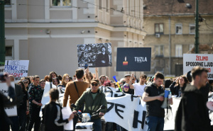 Foto: A. K. / Radiosarajevo.ba / Protesti mladih u Sarajevu, 14. mart 2026. godine
