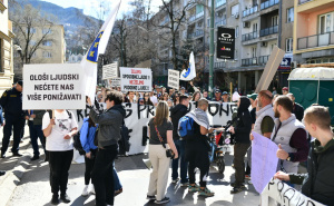 Foto: A. K. / Radiosarajevo.ba / Protesti mladih u Sarajevu, 14. mart 2026. godine