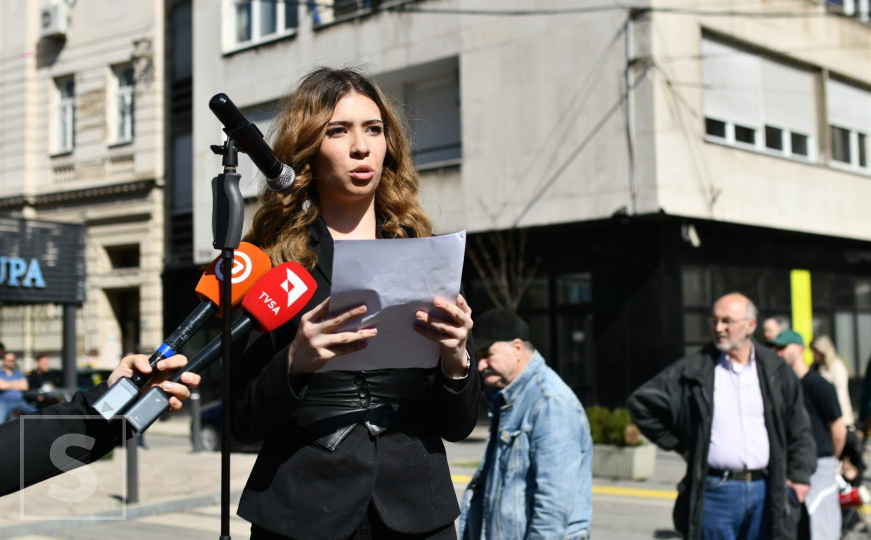 Emotivan govor studentice na protestu u Sarajevu, 14. mart 2026.
