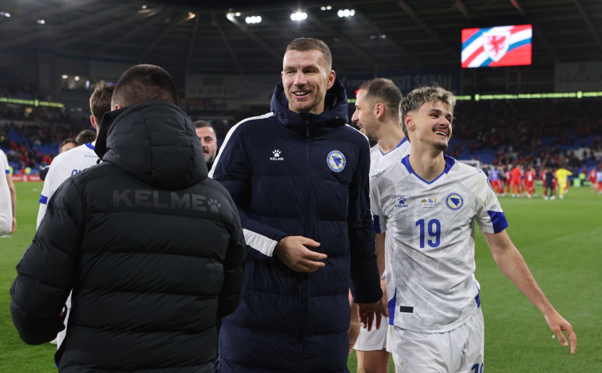 Slavlje igrača BiH nakon pobjede nad Velsom