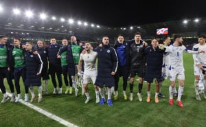 Foto: Nogometni savez BiH / Slavlje igrača BiH nakon pobjede nad Velsom