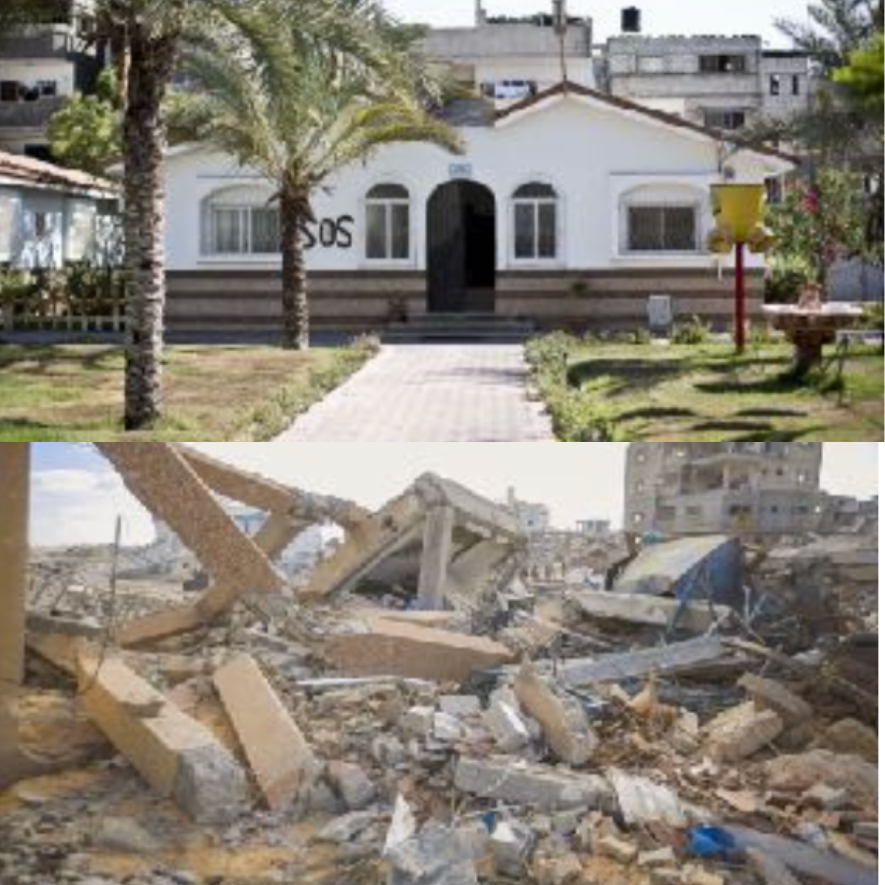 Škola u Gazi prije i poslije napada