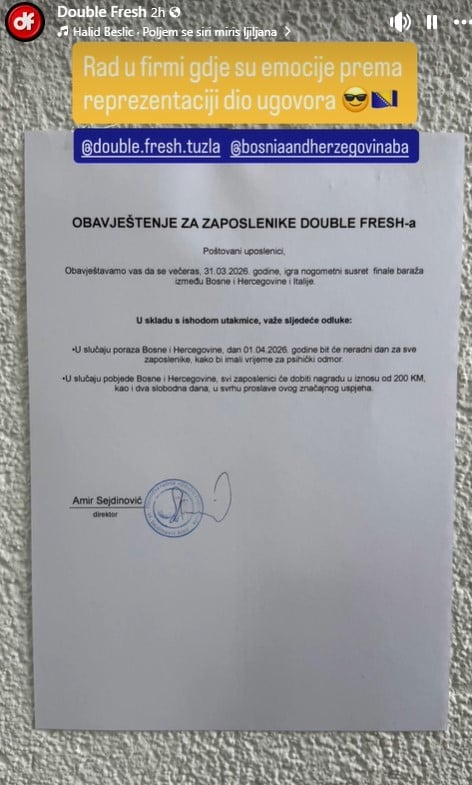 Obavijest za uposlenike