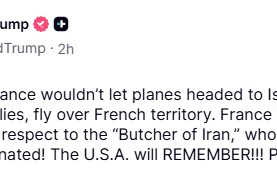 Foto: Truth Social @realDonaldTrump / Objava Trumpa