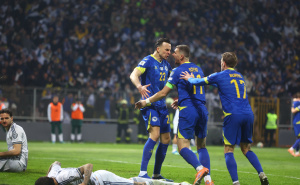 Foto: Dž. K. / Radiosarajevo.ba / Slavlje Zmajeva nakon gola protiv Italije